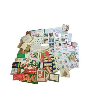 Vintage Christmas Holiday Gift Tags Large Lot of Unused tags & stickers Over 100